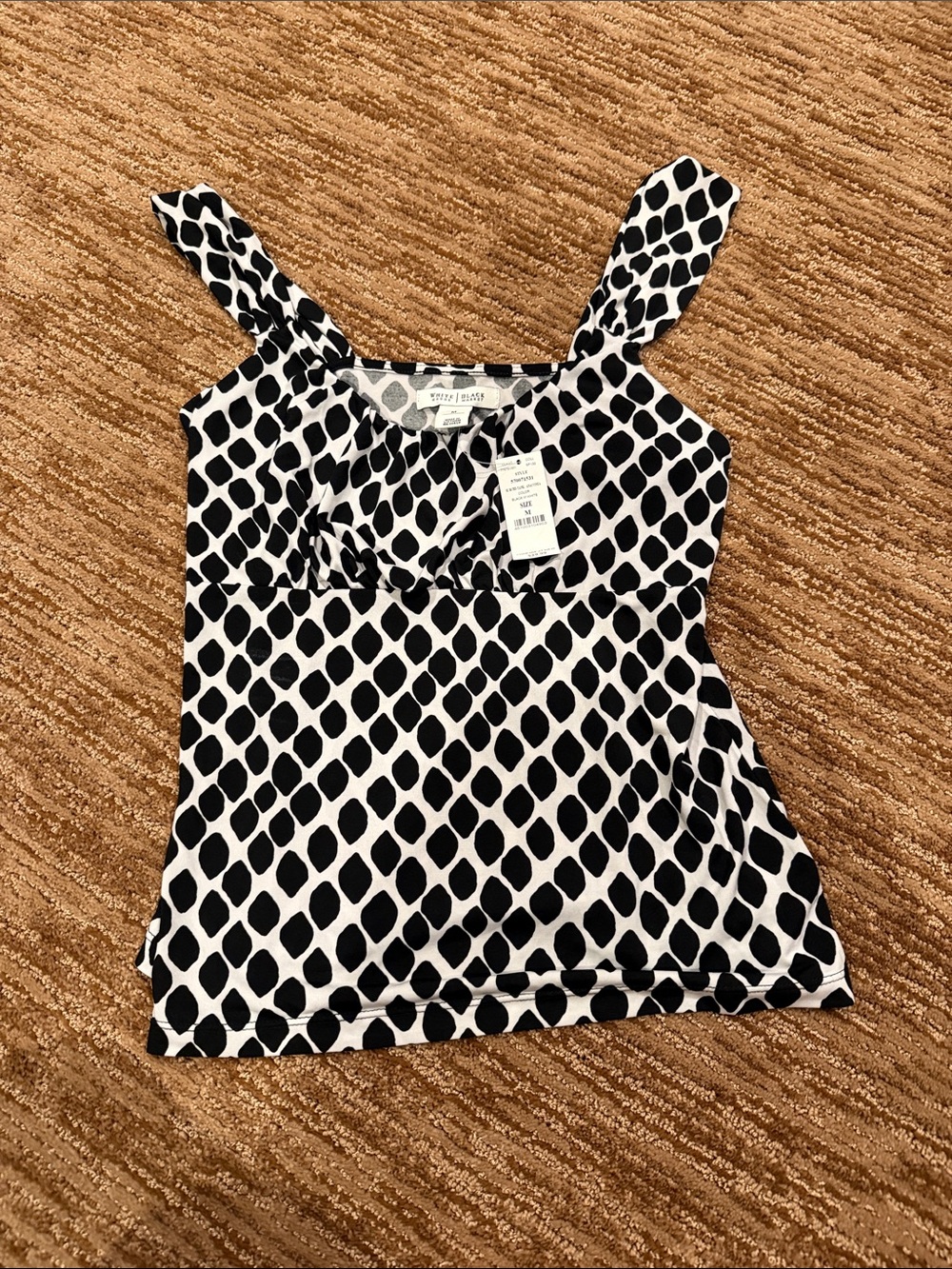 White House Black Market Black & White Geometric-Print Camisole